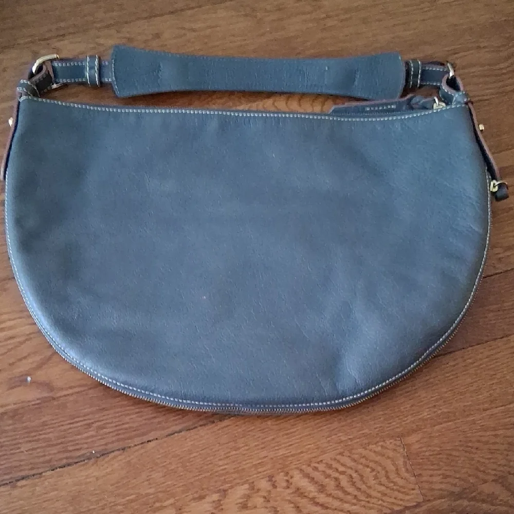Dooney & Bourke Olive Leather Crescent Shoulder Bag - Picture 3 of 8